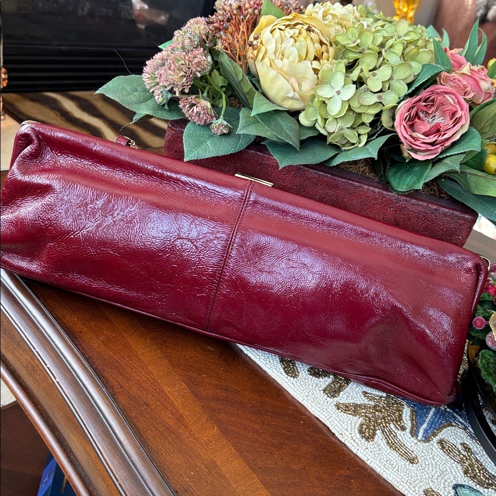 Hobo International Vintage Red Patent Leather Long Clutch Bag Chain Coin Purse - Picture 6 of 14
